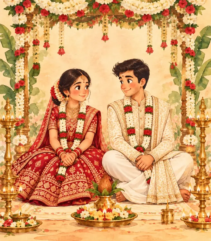 Illustration for Varmala & Wedding